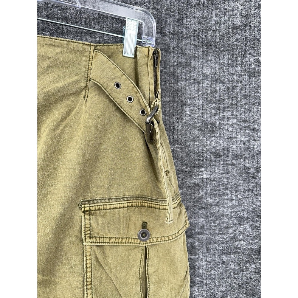 Free People Skirt Womens 6 Green Cargo Utility Mini Pockets Buckle Strap Twill - Picture 6 of 11